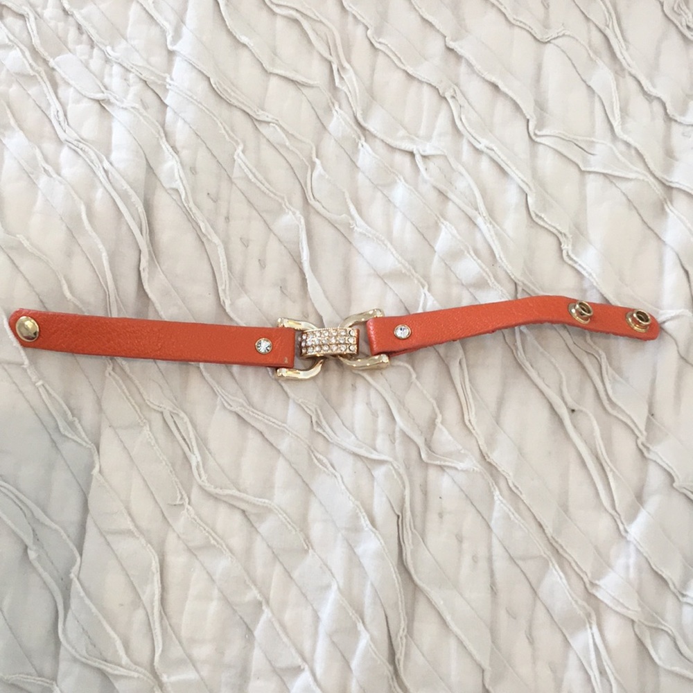 Orange leather bracelet